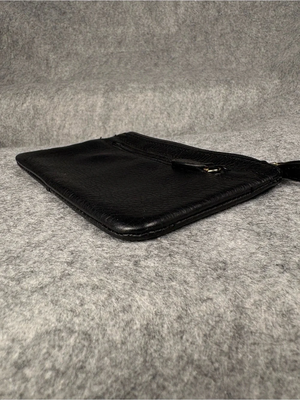 Black Genuine Leather Zip Coin Purse Card Holder Wallet
